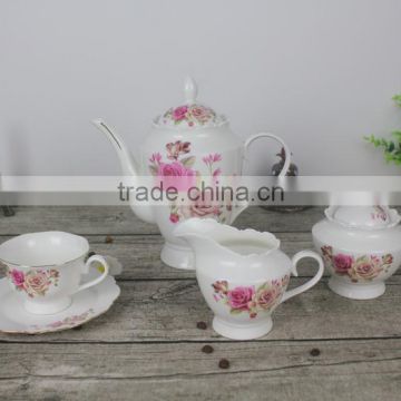 Hot sale China supplier procelain rose teapot set for tableware