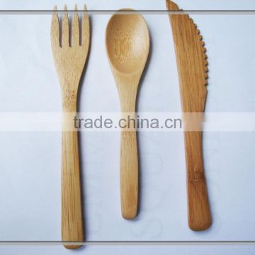 Wood dinnerware bamboo kitchenware spoon fork knife for hotel or restaurant