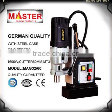 German Quality Hot sell Magnetic Base Drill with 2 speeds drill machine for sale(MAG32/60)60mm
