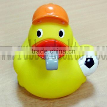 floating football referee rubber duck , soccer judge bath duck , plastic umpire rubber duck toy
