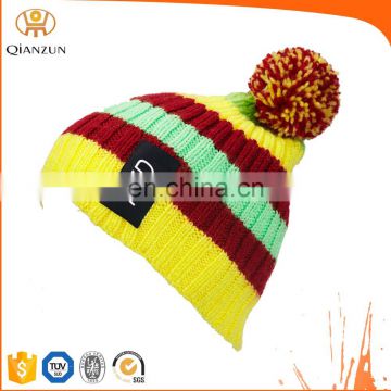 Custom Beanie Logo Red Hat With Yellow Stripe