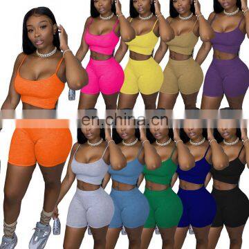 Wholesale Hot Womens Yoga Wear Sport Clothing Tank Top Short Set Workout Two Piece Set