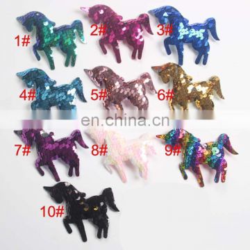 10Colors Girls Unicorn Sequin Barrettes Kids shining colorful hairpins Cartoon hair clips 6*9cm