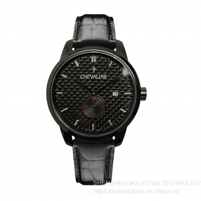 stainless steel case genuine leather strap watches man fashion quartz watch