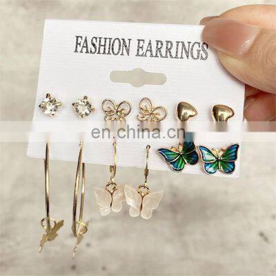 Exaggerated metal large ring earrings suit personality versatile nightclub trend 12 pairs of earrings combination