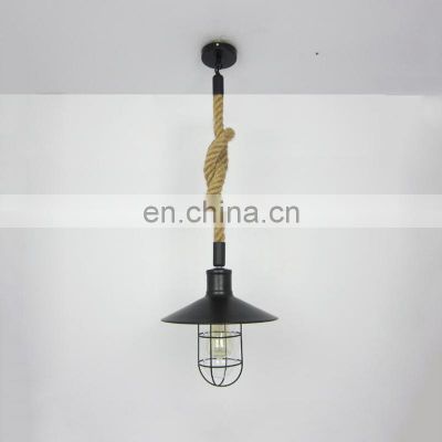 Vintage Hemp Rope Cable Pendant Light Edison Hanging Lamp