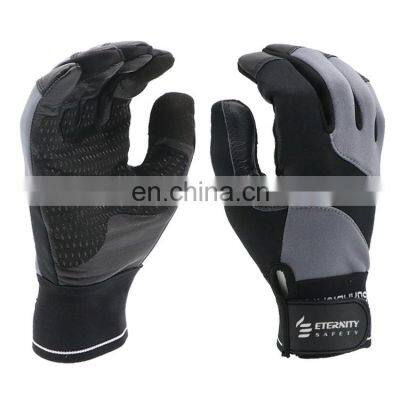 Goat skin leather soft palm anti slip microfiber mechanic gloves