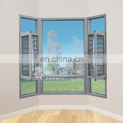 High Quality Thermal Break Double Glass Narrow Casement Windows Aluminum Tempered Glass