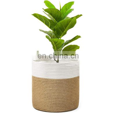 High Productivity Custom Print Indoor Modern Small Rope Woven Cotton Pot Plant Basket