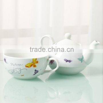 porcelain vintage coffee tea set europe express with decal and lunch box ceramic teapot coffee cup sets