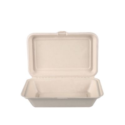 PFAS FREE Disposable Compartment bagasse food box 9*6 take out container food box Square Takeout Box