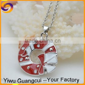 Zinc alloy enamel Christmas flower Circle hamsa necklace