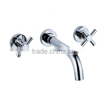 Wall mounted single hole basin faucet mixer dual handle