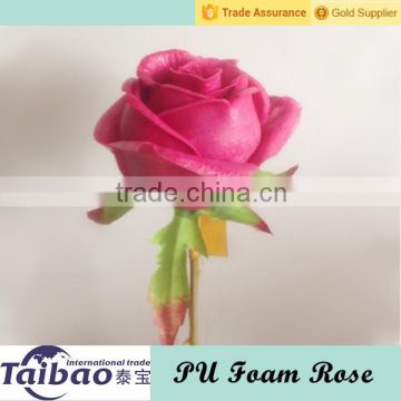 China wholesale single stem PU foam rose DIY artificial bridal flower bouquet