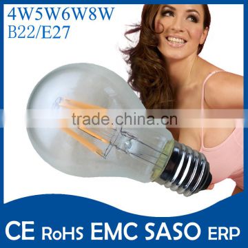 LED light GLASS Filament bulb 5W ROHS CE ERP E27 B22 housing NEW products china