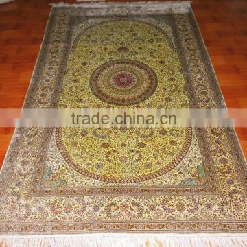 high density oriental double knots handmade silk carpet
