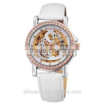 Genuine Leather Mechanical Luxury Latest Watches Design for Ladies