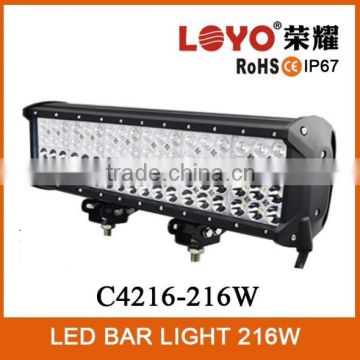 10-30v DC 17 inch four Rows 216w 4x4 led light bar High power wholesale spot led light bar for offroad
