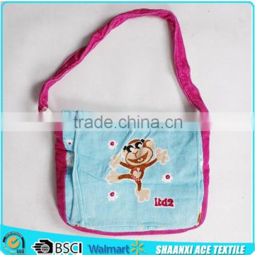 Lovely cartoon monkey velour printed Portable beach towel bag/beach tote bag