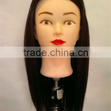 16''-18" Hairdressing 70% Human Hair Cutting Styling Training Practice Head Brown HN1404