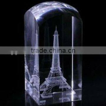 Transparent Crystal Etched Crystal Tower For National Day Gifts