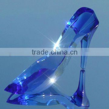 blue crystal glass shoes model for wedding gift (R-1436)