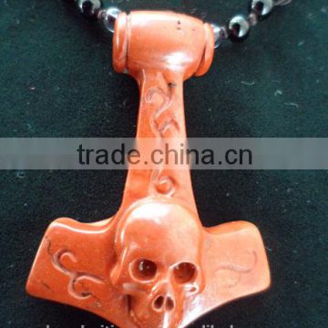 Natural Preciouse Rock Anchor&Skull Pendant / Newest Jewlrey Gift Cross&Skull Pendant/ Unique Jade Pendant
