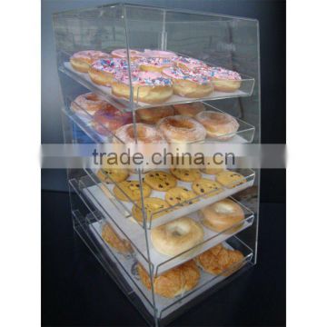 5 tiers acrylic pastry display/ transparent acrylic shelf tray/ clear acrylic tiered tray
