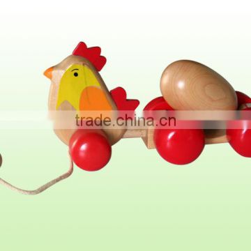 chicken and egg pull along toy;classic wooden construction for hours of fun