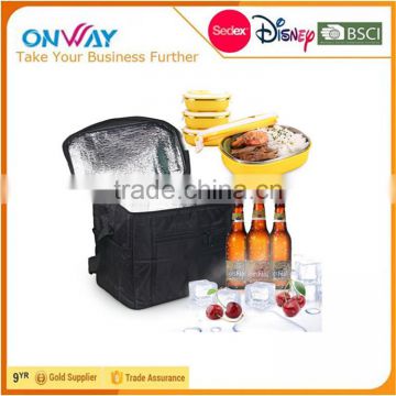 Large Insulated Bag Lunch Tote Bag Food Cooler Bag, Silver Interior and Long Handles, Picnic Cold Drink Insulation Bag Co