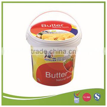 1L IML plastic cream cup with handle and lid