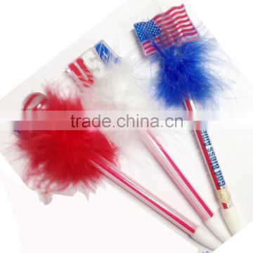 4th of July plastic light up USA flag and heart favor pen
