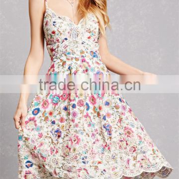 China Guangzhou clothing OEM V-neck Sleeveless On-seam pockets Scalloped Pocket Women Dress