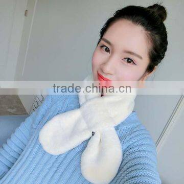 special design early 2017 spring girl nechchief pure color cute model fake rabbit fur lovely 90*120cm lady scarf