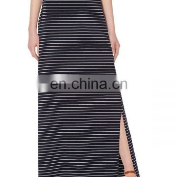 Women long stripe skirt wholesale Guangzhou apparel supplier/Women'S Rayon Span Maxi Skirt wholesale women clothing factory