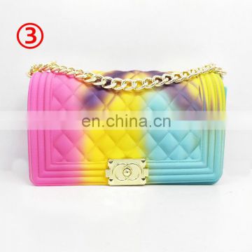 Ladies Rainbow Jelly Purse and handbags Girl Women Luxury Chain Handbag Crossbody Bag Shoulder Bags 10colors