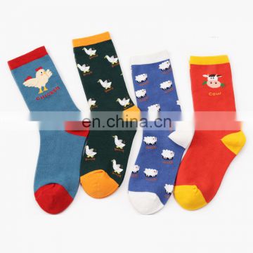 Custom made 100 cotton design cartoon animal cute korean socks