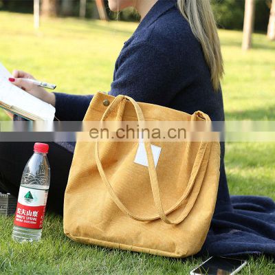Release Travel Corduroy Luxury Gift Office Foldable Reusable Shopping Custom Tote Sling Bag