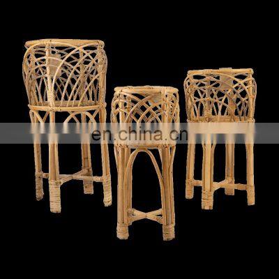 New arrival Set Of 3 Rattan Plant Stand Decoration Hottest Plant Holder high quality Wicker Flower Pot Holder Basket Wholesale