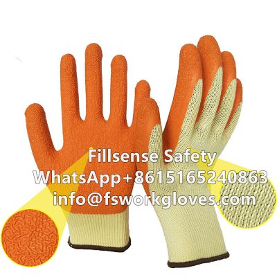 10Gauge 5Yarn(21S) Cotton Liner Crinkle Latex Palm Coated Gloves Latex Coated Cotton Gloves Work Gloves