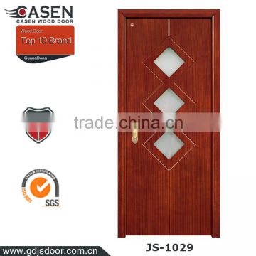 China new modern design glass interior veneer wood door flush door price for home