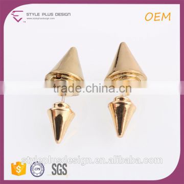 E74837I02 Simple Dubai Gold Jewelry Earring Designs For Women Models Copper Alloy Gold Spinning Spinous Earrings