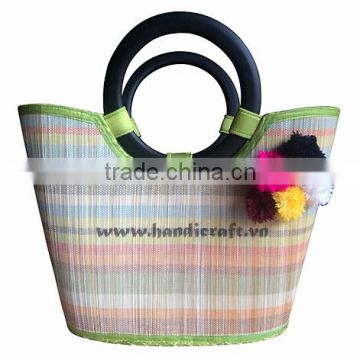 High quality best selling bamboo handbag with cloth and zipper from Vietnam