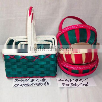Colorful wooden festival basket with handle