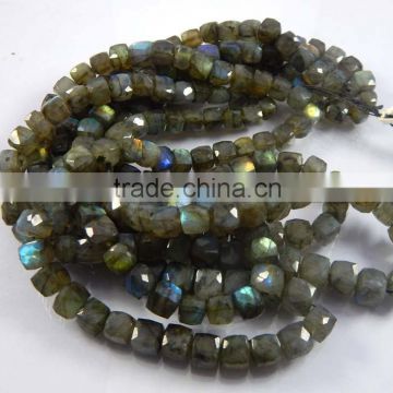 Labradorite Faceted Box Beads, 3D QUBE BEADS