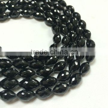 #277H Natural Gemstone Oval Faceted Beads Loose Black Spinel