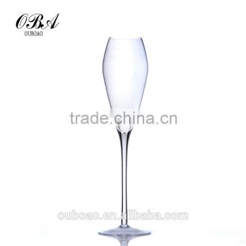 Graceful figure Lead free crystal champagne glass/Handmade unique design mouth champagne flute