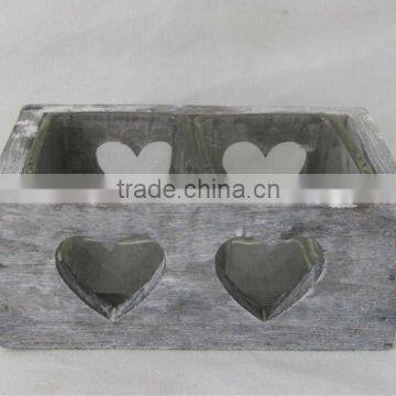 heart pattern wooden storage boxes for two glass container