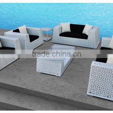 Classical white rattan 6 pcs sofa set garden patio sofa set