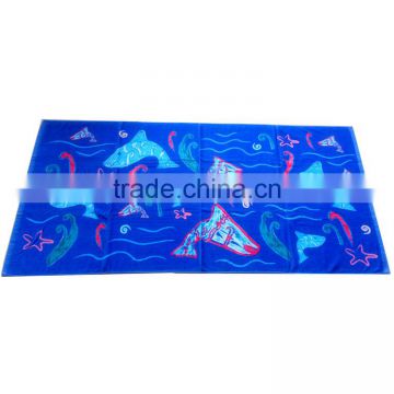 blue sea fish pattern custom cotton print kid beach towel bath towel